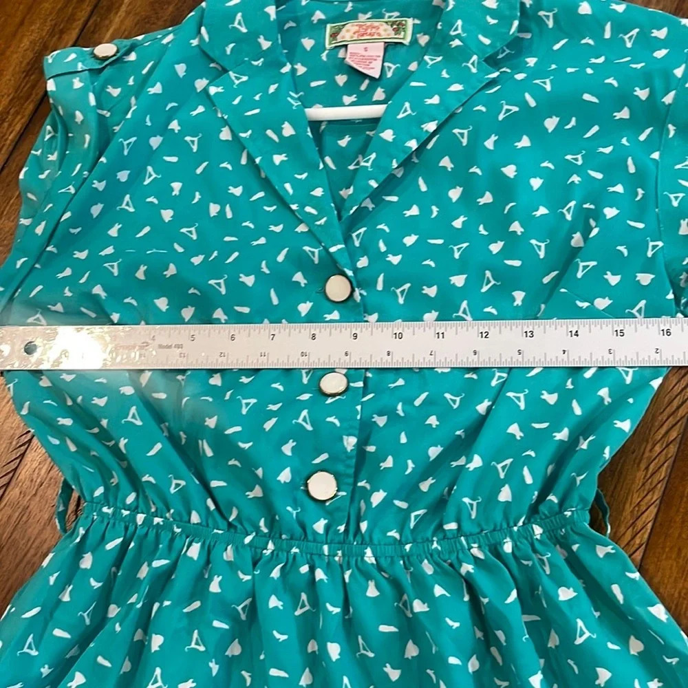 Flying Tomato Flying Green White Short Sleeve Retro Dress  size small - Picture 16 of 16